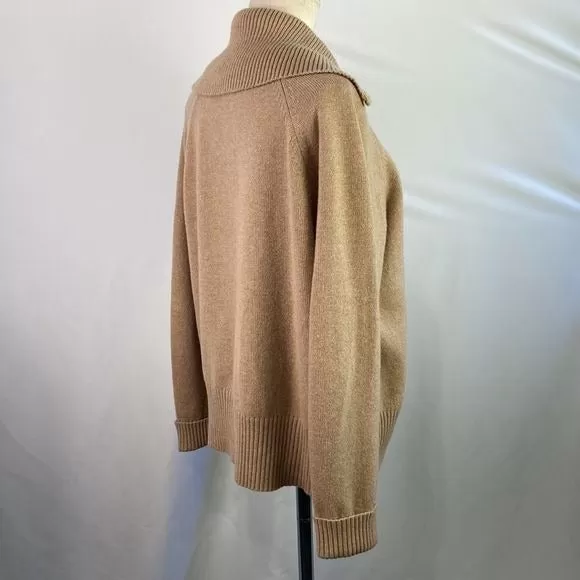 St.JohnTan Zip High Neck Cashmere Sweater