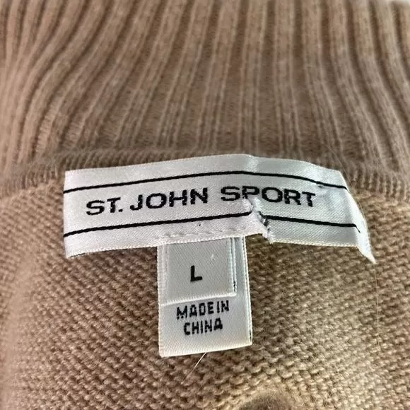 St.JohnTan Zip High Neck Cashmere Sweater