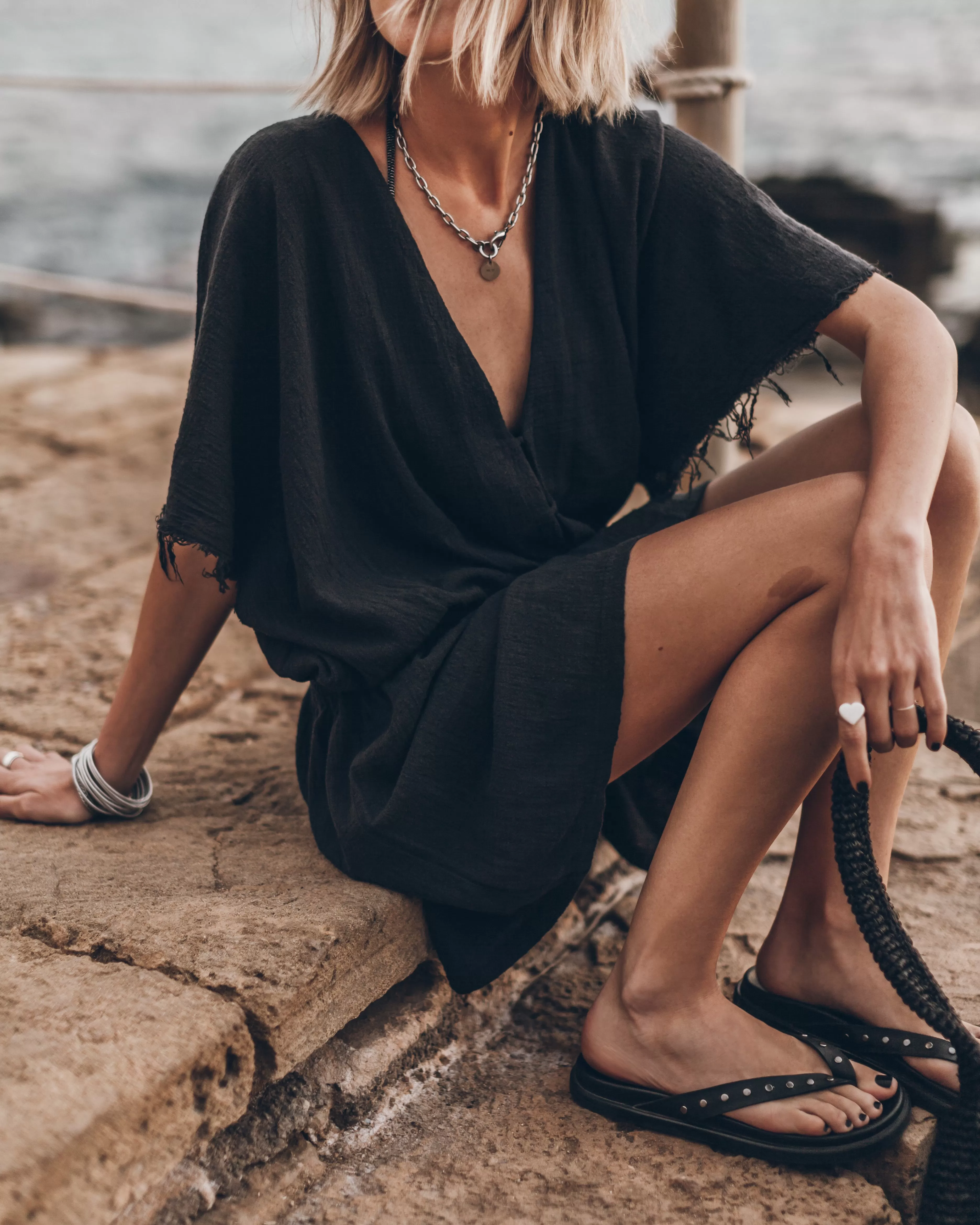 The Black Short Kaftan Dress