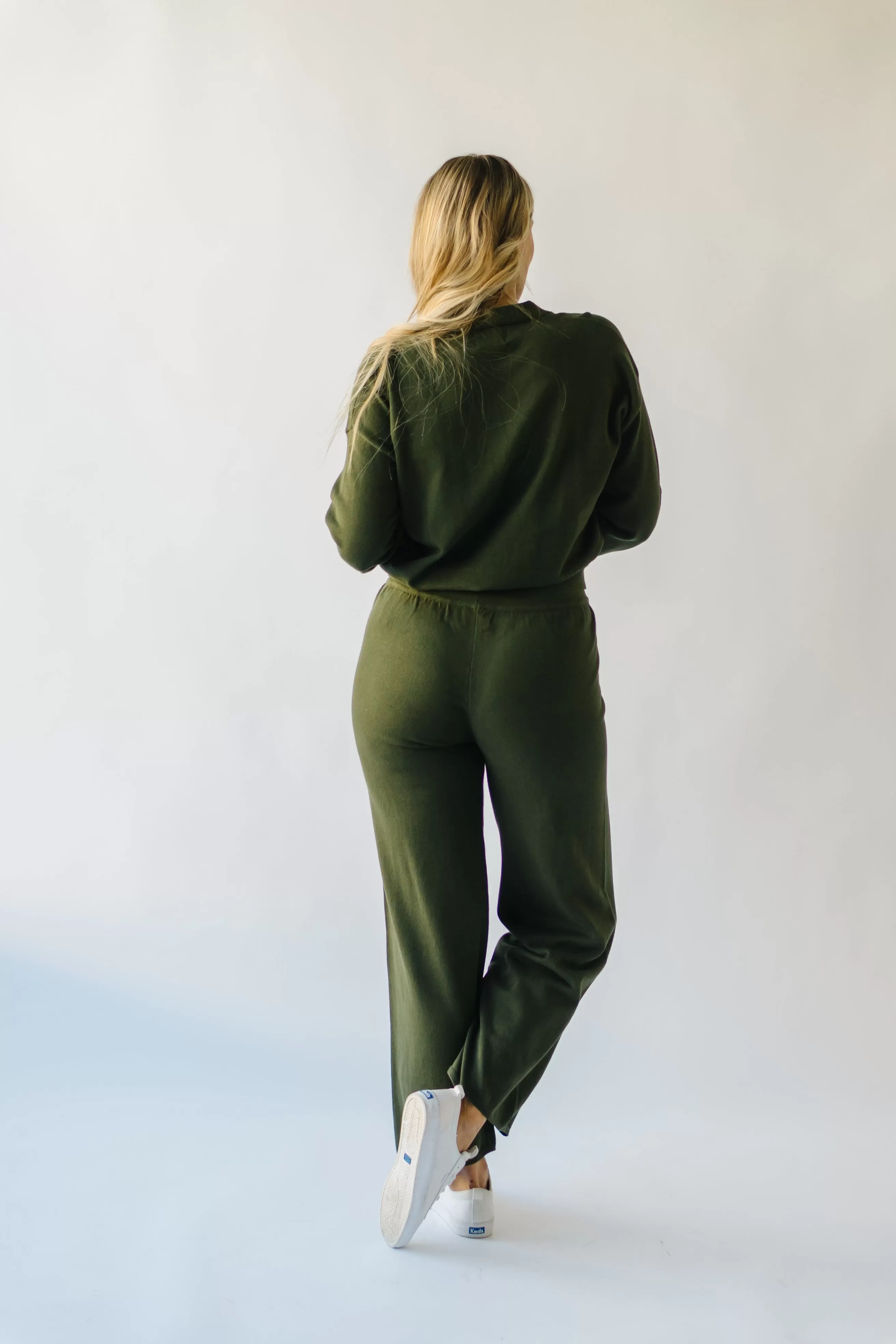 The Ryder Straight Leg Knit Pant in Olive