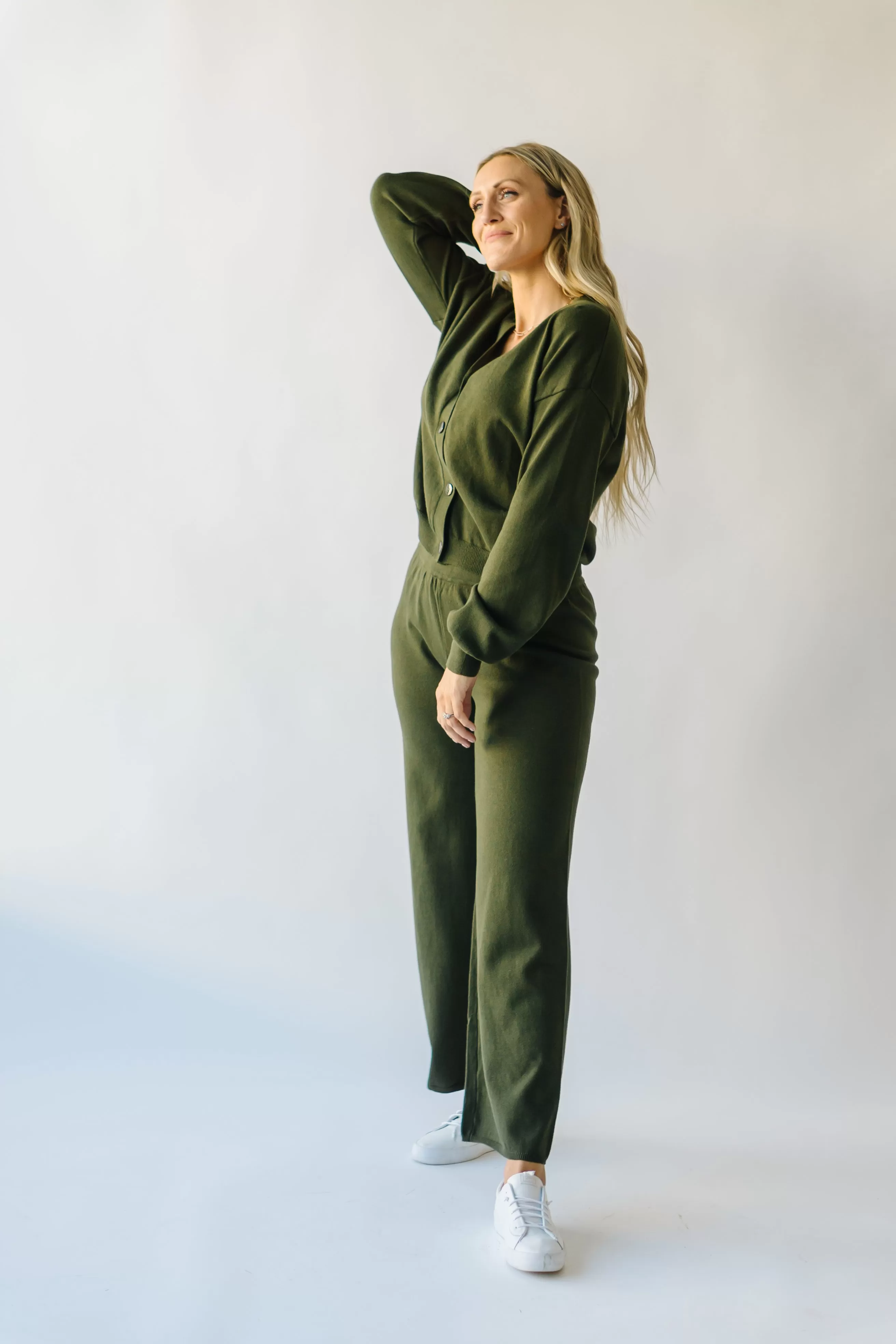 The Ryder Straight Leg Knit Pant in Olive