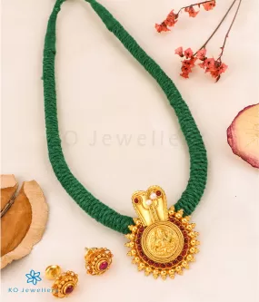 The Vijeta Silver Kodava Thread Necklace (Green)