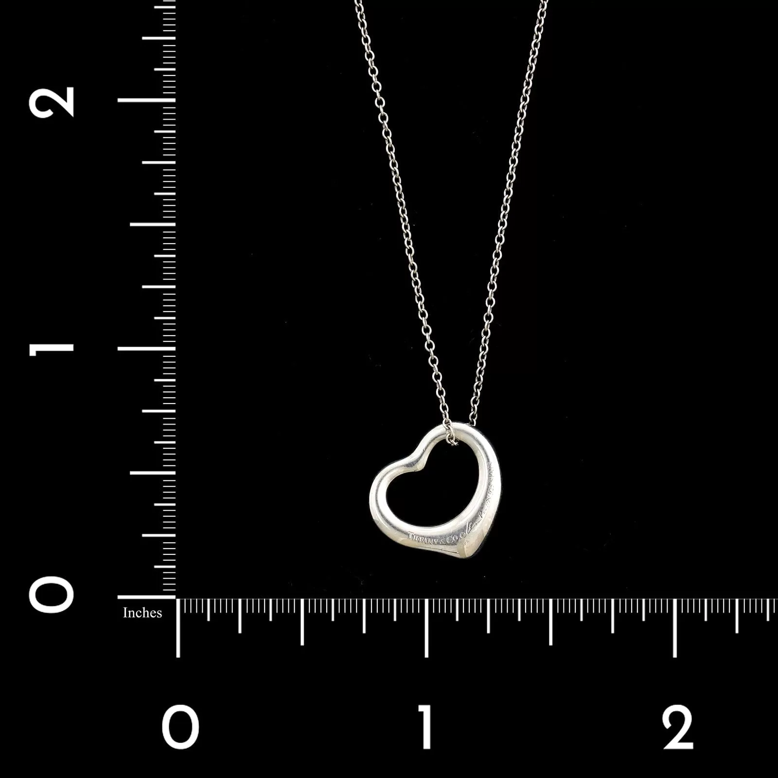 Tiffany & Co. Elsa Peretti Sterling Silver Estate Open Heart Pendant Necklace