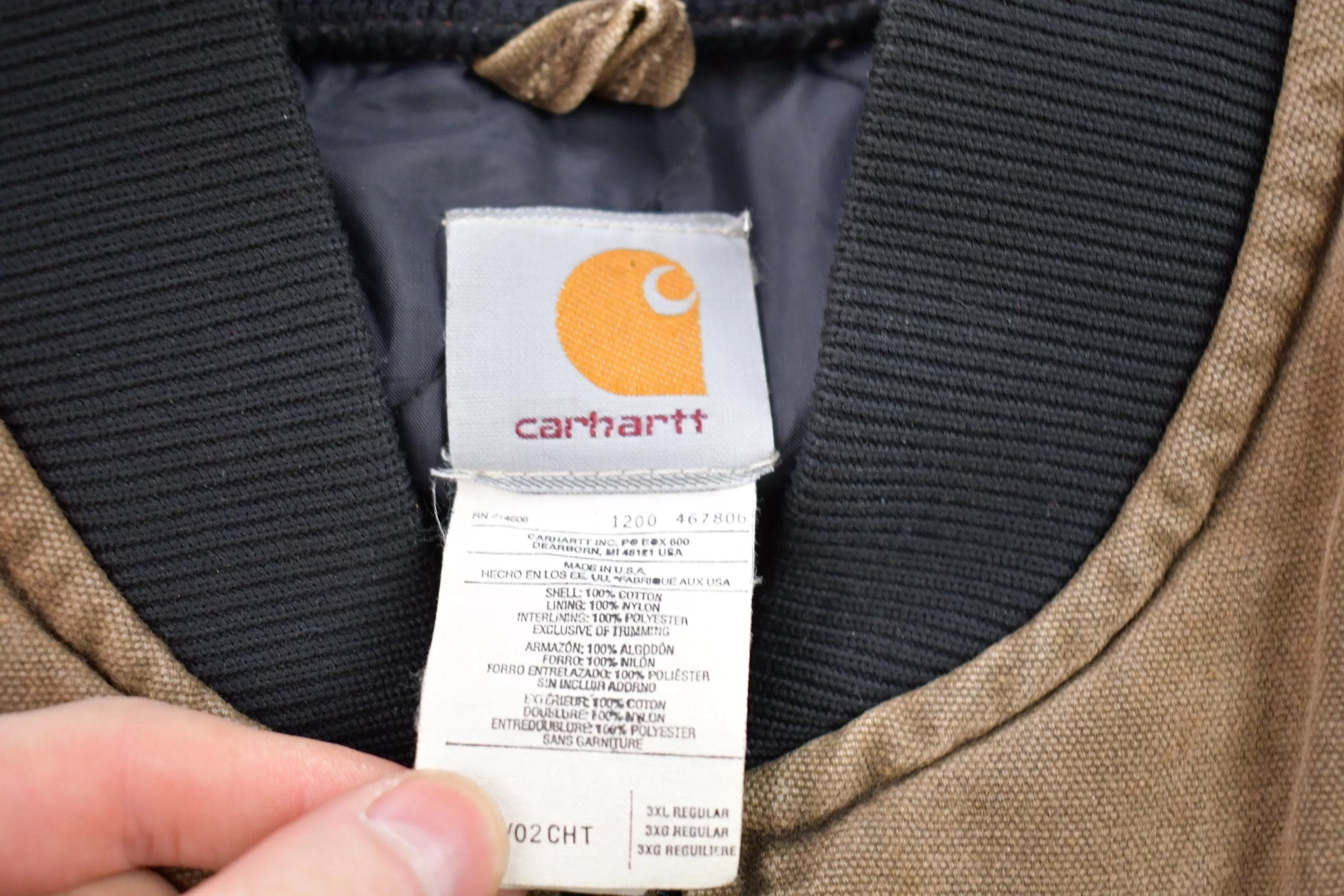 Vintage 1990s Carhartt Full Zip Insulated Vest / Workwear / Made In USA / 90s / Quilt Lined Jacket / Distressed Carhartt / Union Made