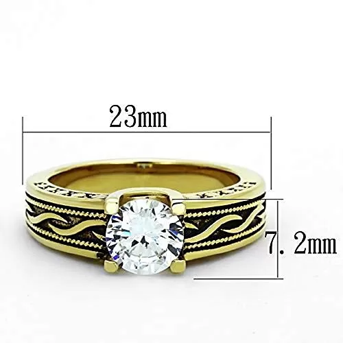 WildKlass Stainless Celtic Steel Ring IP Gold Women AAA Grade CZ Clear