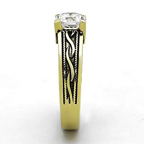 WildKlass Stainless Celtic Steel Ring IP Gold Women AAA Grade CZ Clear