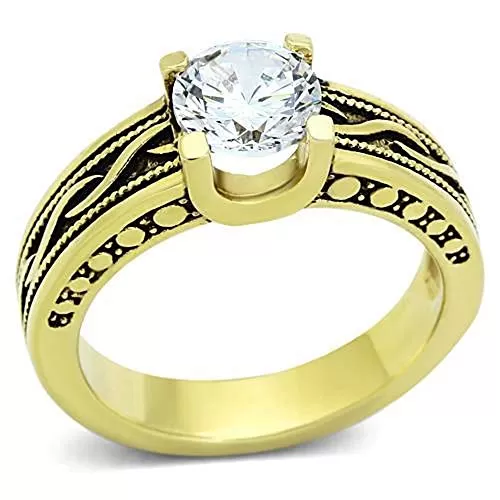 WildKlass Stainless Celtic Steel Ring IP Gold Women AAA Grade CZ Clear