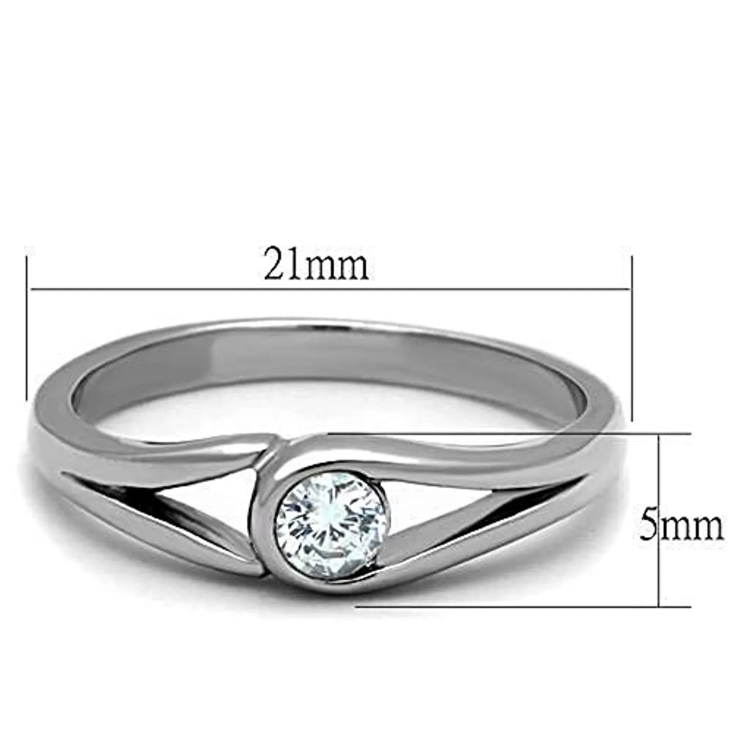 WildKlass Stainless Steel Ring High Polished (no Plating) Women AAA Grade CZ Clear