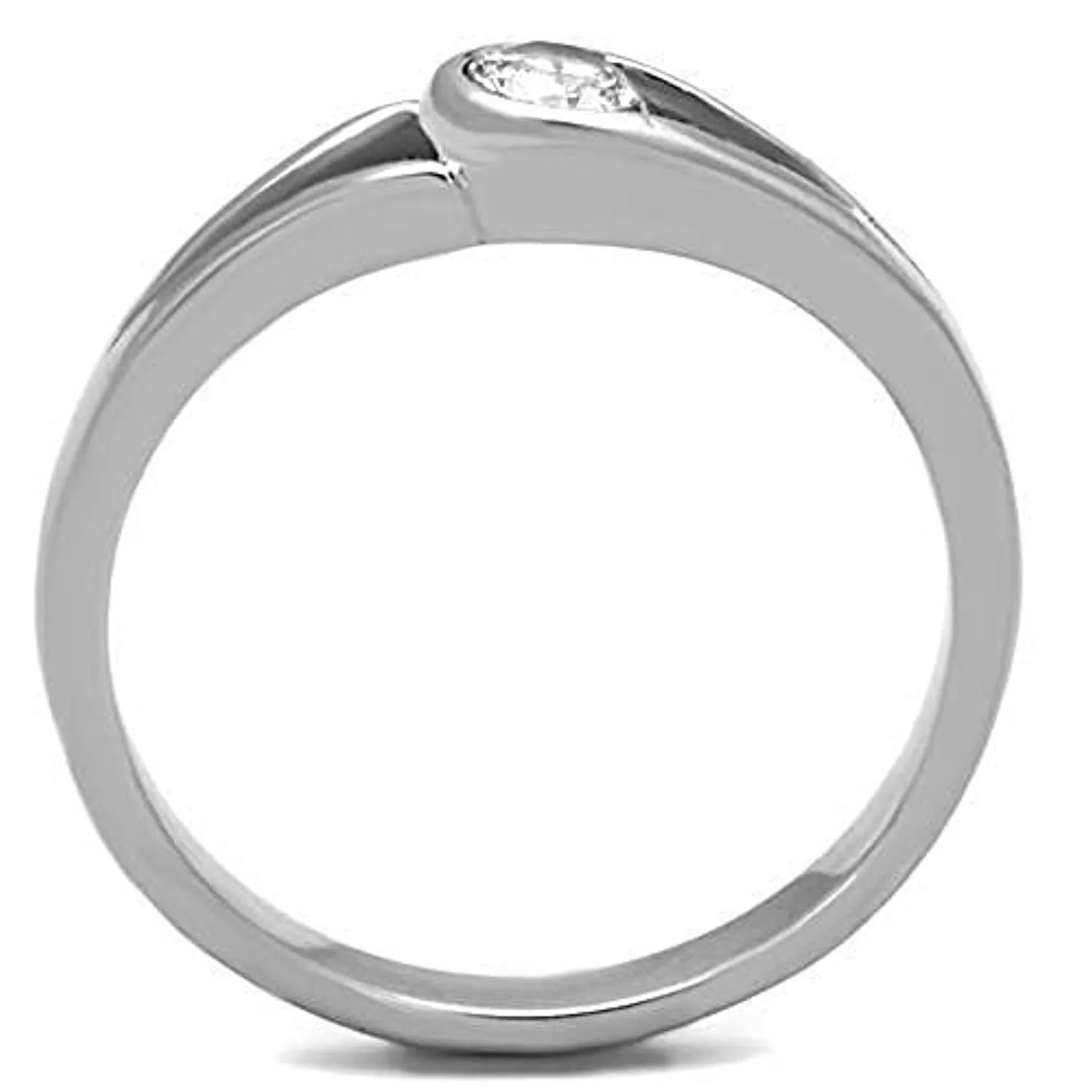 WildKlass Stainless Steel Ring High Polished (no Plating) Women AAA Grade CZ Clear