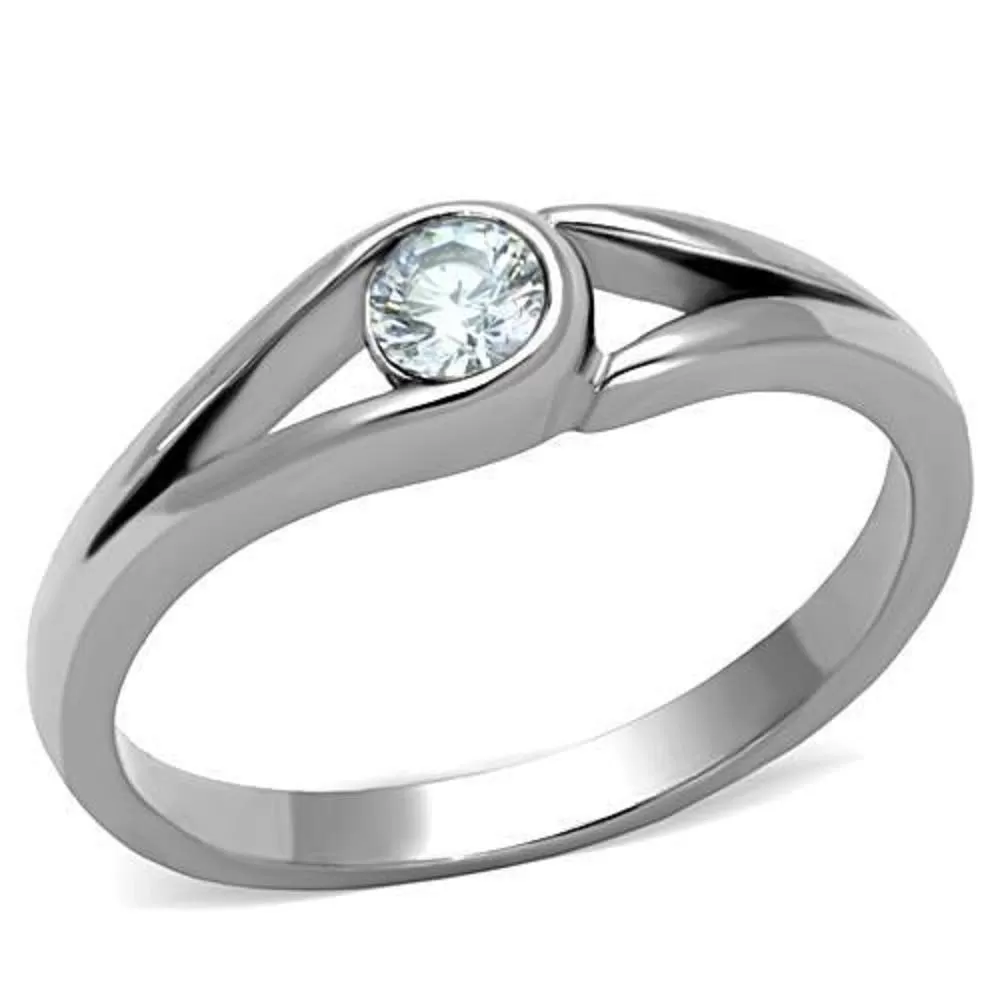 WildKlass Stainless Steel Ring High Polished (no Plating) Women AAA Grade CZ Clear