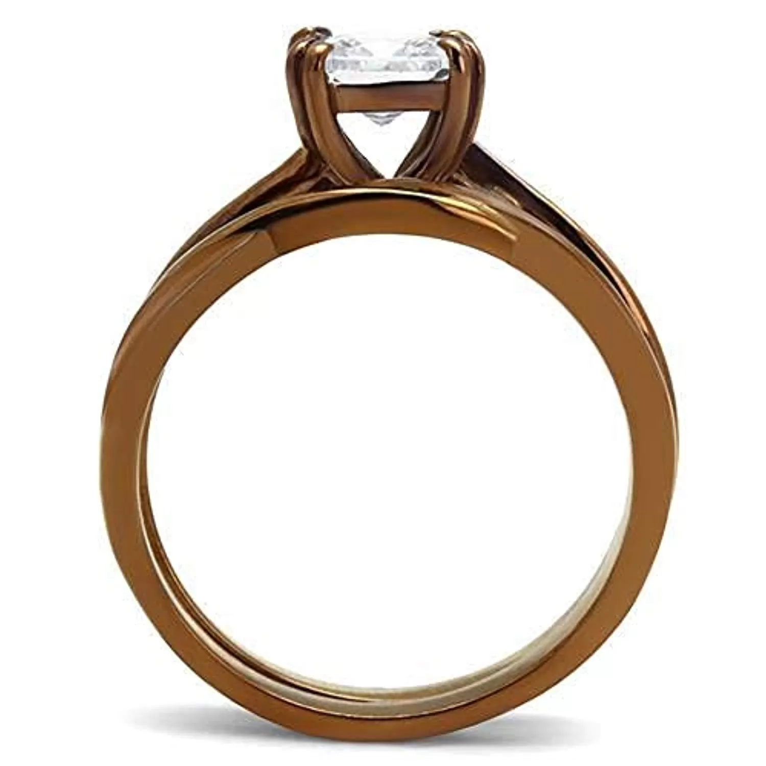 WildKlass Stainless Steel Ring IP Coffee Light Women AAA Grade CZ Clear