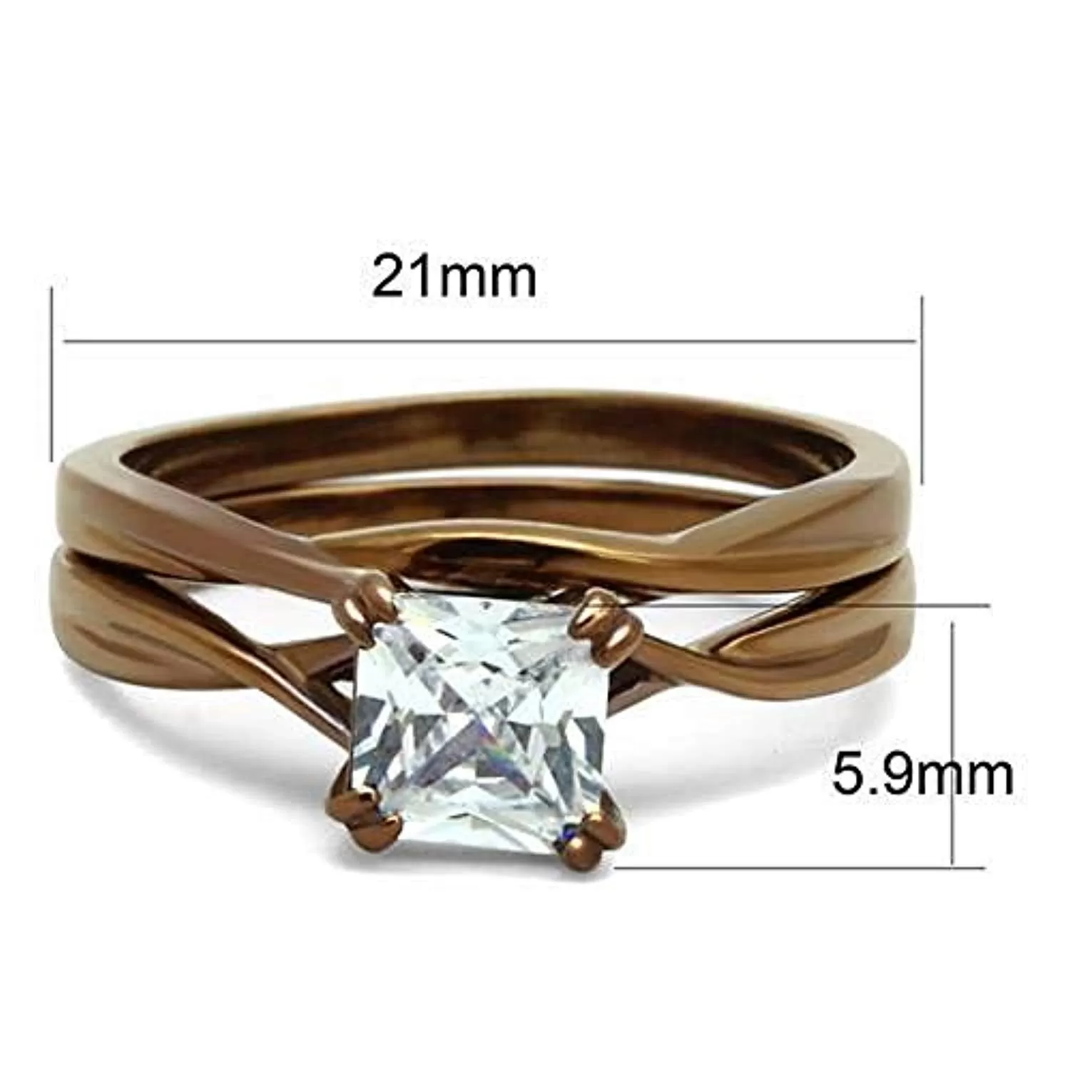 WildKlass Stainless Steel Ring IP Coffee Light Women AAA Grade CZ Clear