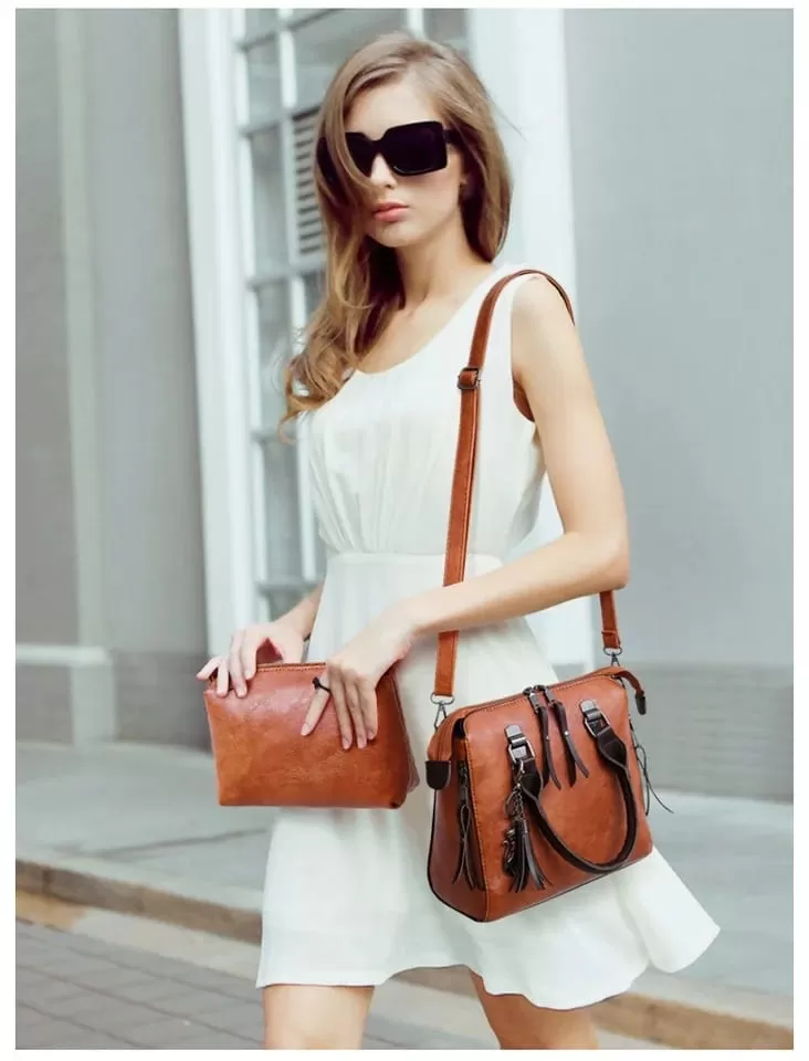 Women Composite Bag Luxury Leather Purse and Handbags 6010